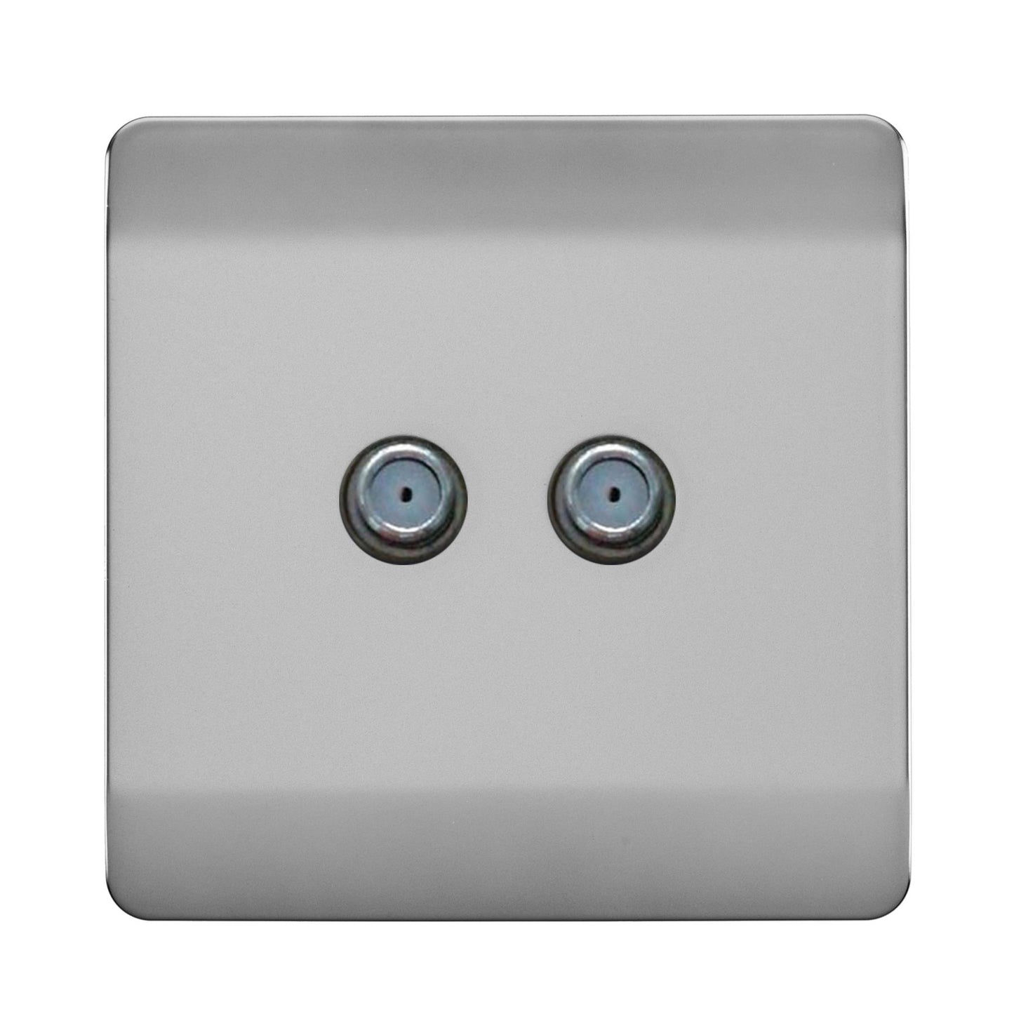 Trendi Switch 2 Gang Male F-Type Satellite Television Socket in Steel