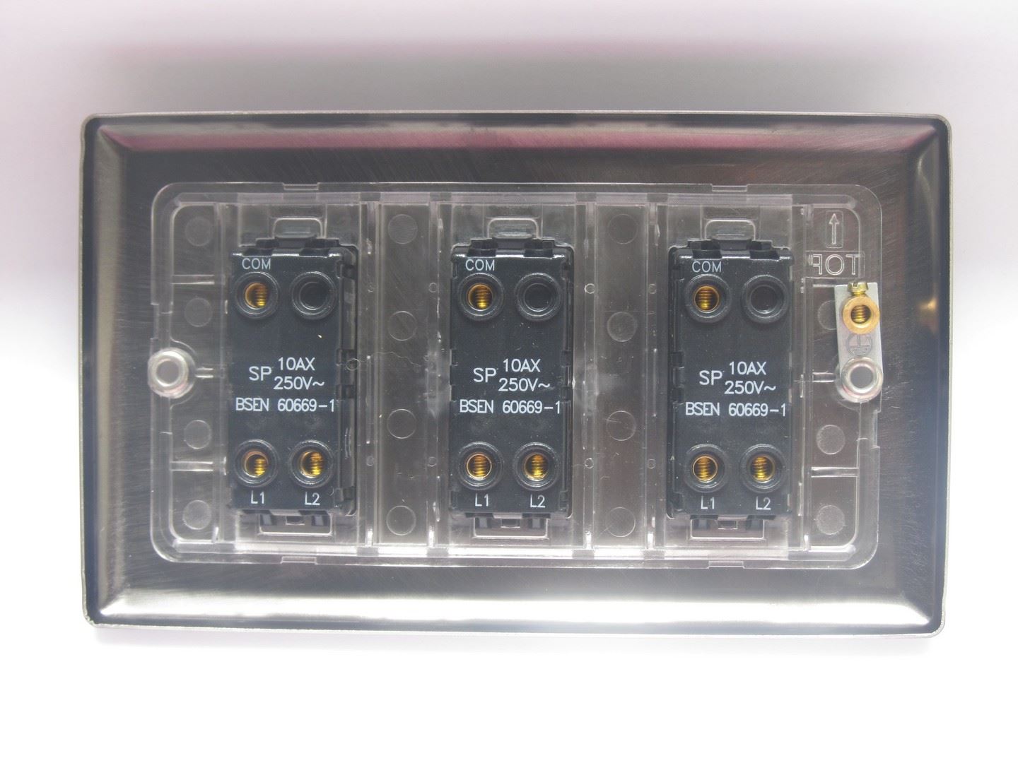 Varilight 3 Gang 1 or 2 Way 10A Rocker Light Switch (Twin Plate) Iridium Black XI93B