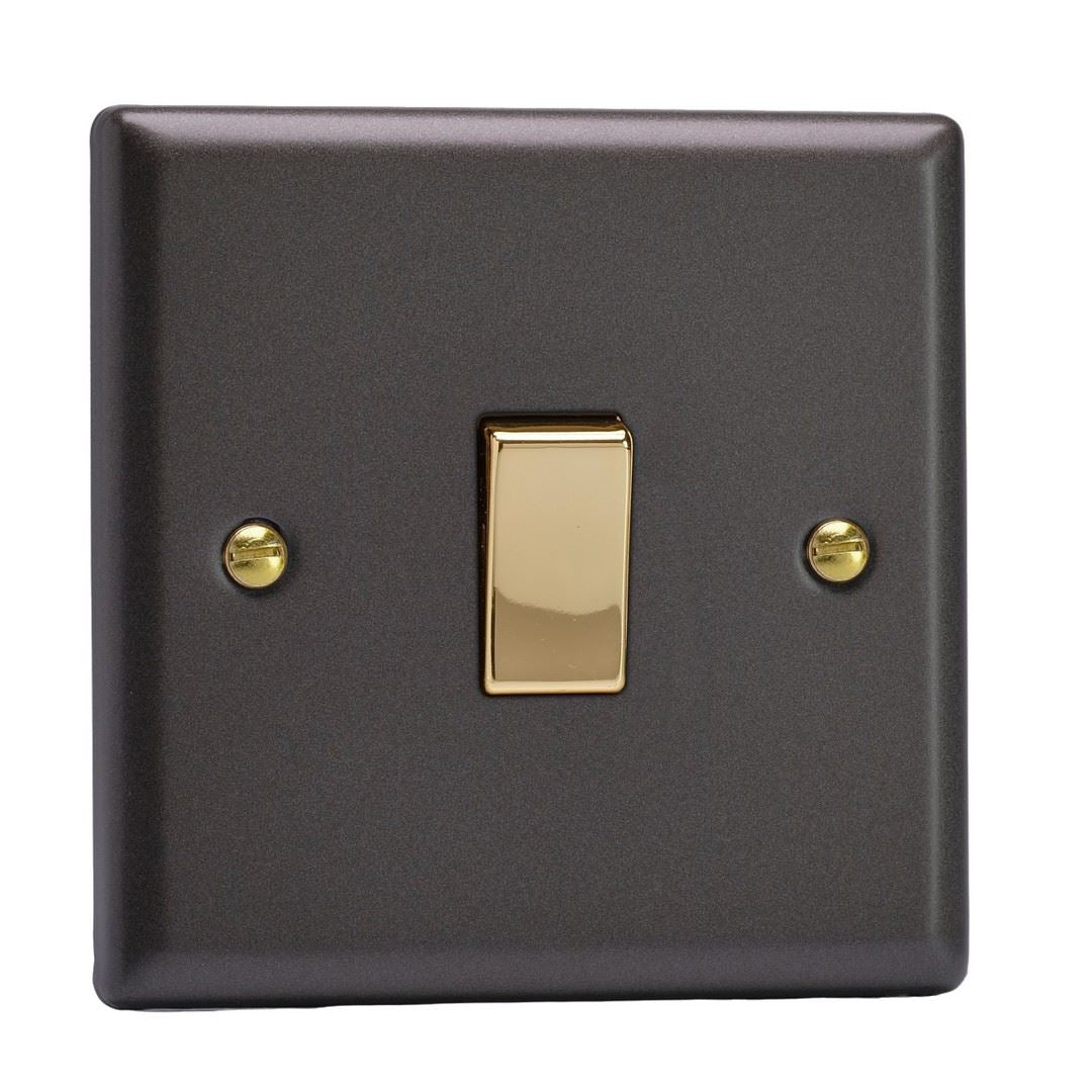 Varilight 1-Gang 10A 1- or 2-Way Rocker Switch in Vogue Slate w/ Brass