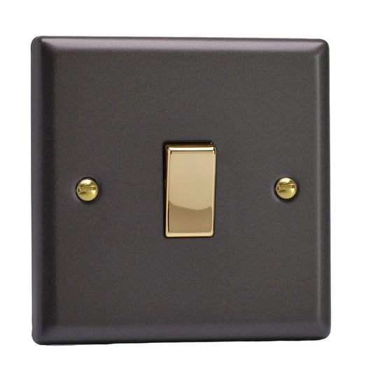 Varilight 1-Gang 10A 1- or 2-Way Rocker Switch in Vogue Slate w/ Brass