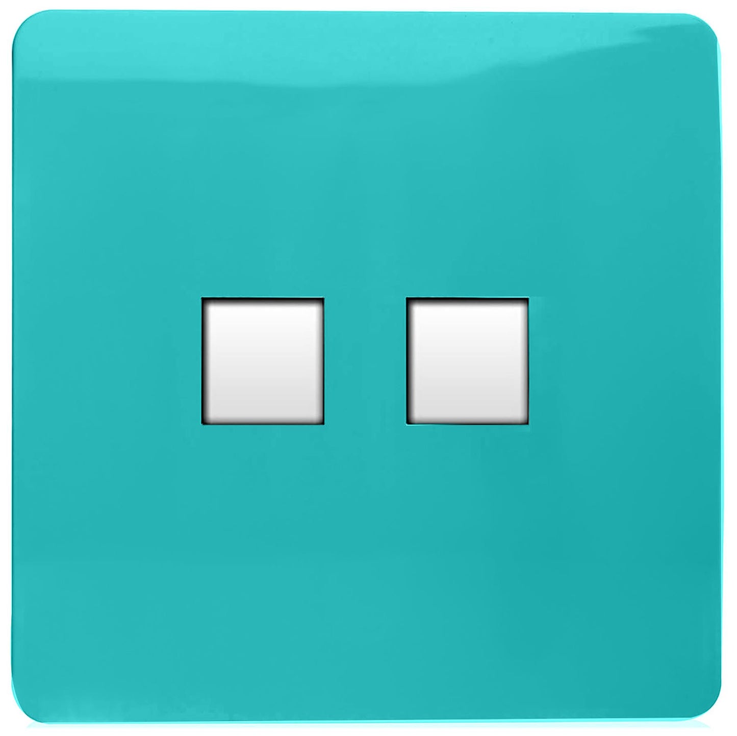 Trendi Artistic Modern Glossy 2 Gang Tactile RJ45 Cat 5e&Cat 6 PC Ethernet Socket Bright Teal