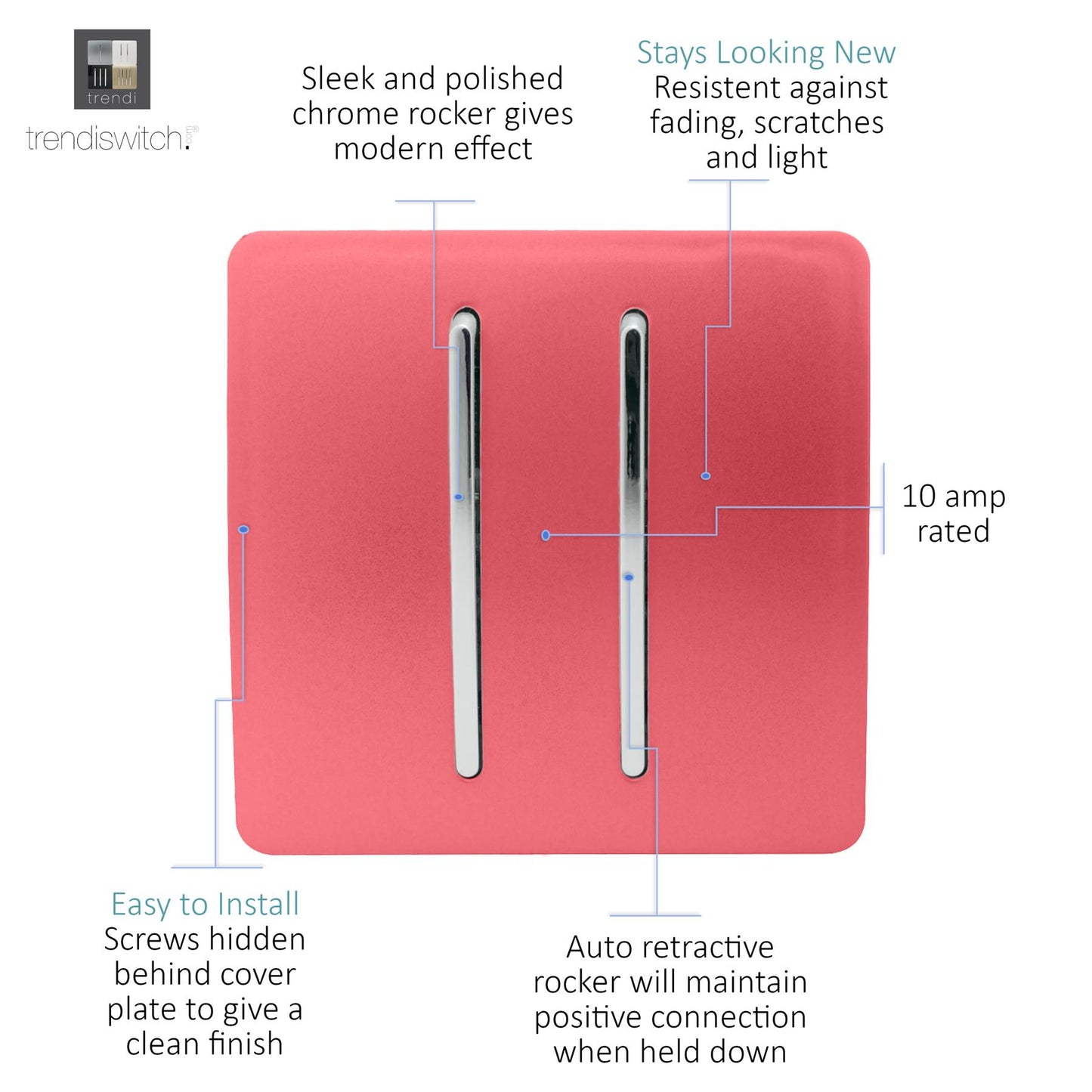 Trendi Artistic Modern Glossy Tactile Auto Retractive 2 Door Bell Switch Strawberry