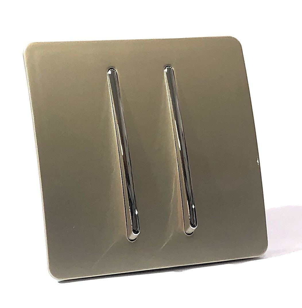 Trendi 2 Gang Retractive Home Automation Switch in Gold