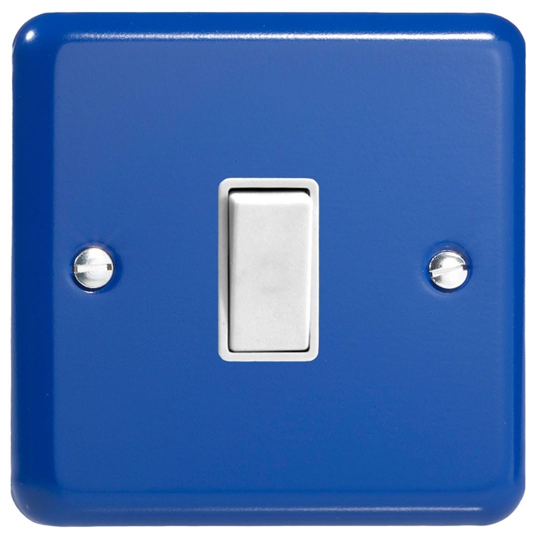 Varilight Pastel 1 Gang 1 or 2 Way Decorative Rocker Light Switch Reflex Royal Blue with White insert XY1W.RB