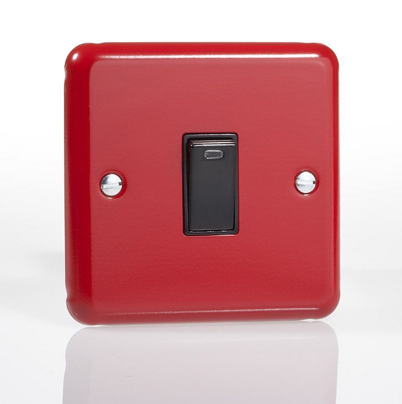 Varilight 1 Gang 1 or 2 Way 20A Heavy Duty Rocker Pillarbox Red with Black Insert - XY20NB.PR