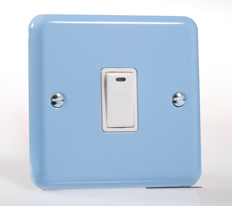 Varilight Pastel 1G 20A Double Pole Rocker Light Switch Neon Indicator Light Duck Egg Blue XY20NW.DB