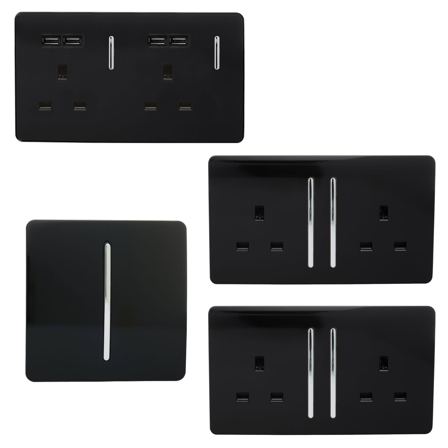 Trendi Switch Modern Switches/Sockets Conservatory/Garden Room Trade Pack Piano Black