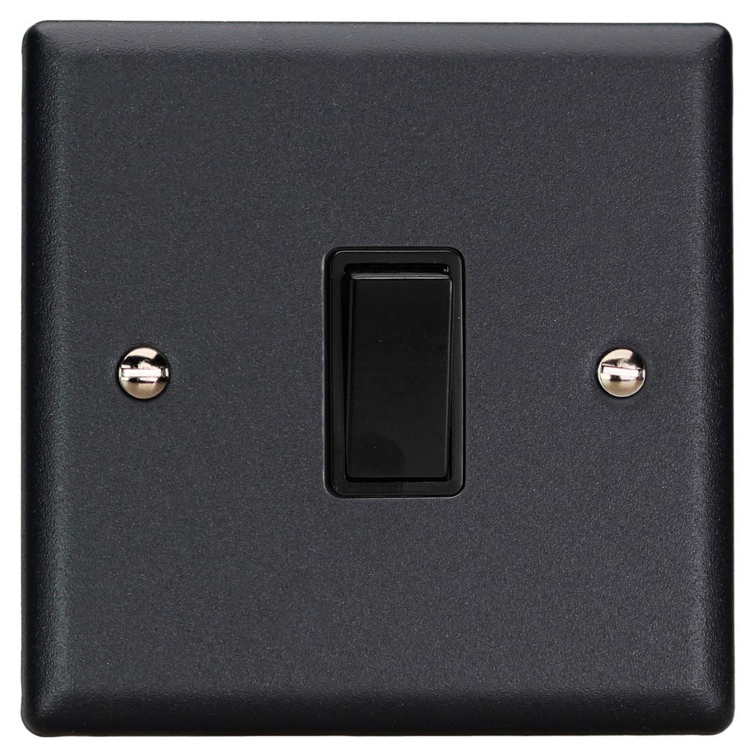 Varilight 1-Gang 10A 1- or 2-Way Rocker Switch in Urban Matt Black w/ Black Rocker