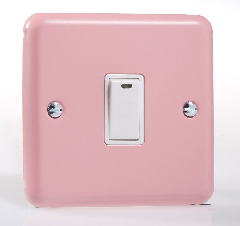 Varilight Pastel 1 Gang 20A Double Pole Rocker Light Switch + Neon Indicator Light Rose Pink XY20NW.
