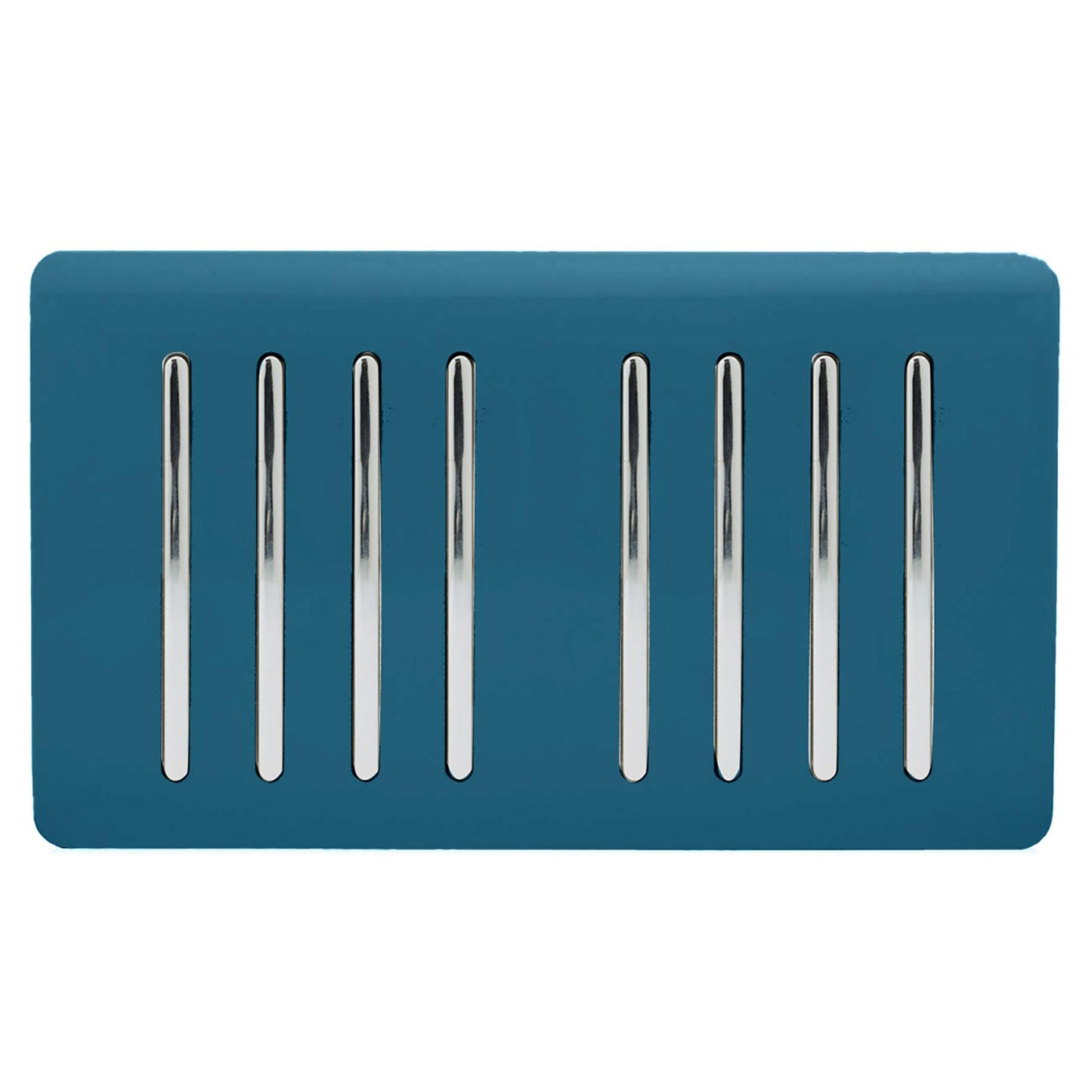 Trendi 8 Gang 2 way 240V Screwless Raised Front Twin Plate Plastic Artistic Modern Glossy 10 Amp Chrome Rocker Quad Electrical Wall Light Switch in Midnight Blue - ART-SS88MD