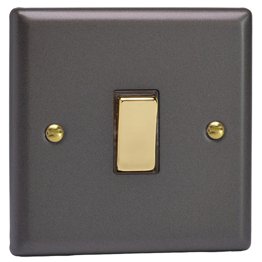 Varilight 1-Gang 20A Double Pole Rocker Switch in Vogue Slate w/ Brass