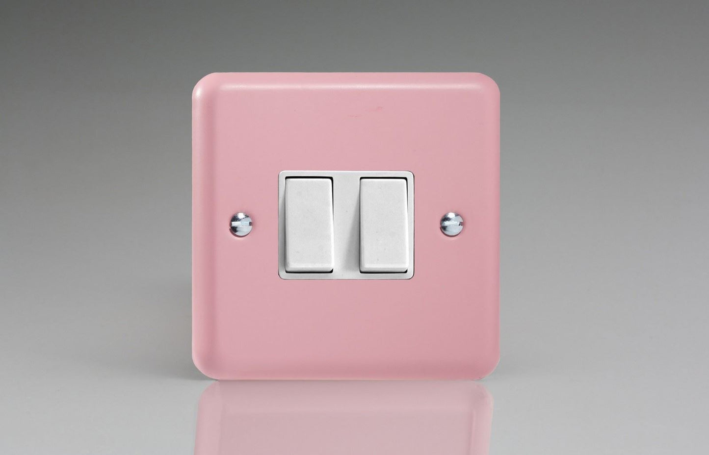 Varilight Pastel 2 Gang 10A 1 or 2 way Rocker Light Switch Rose Pink XY2W.RP