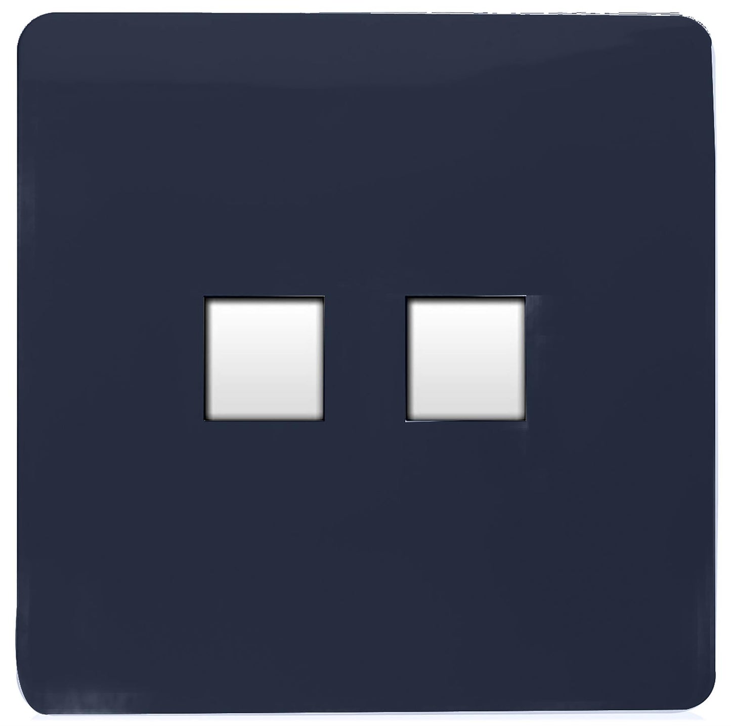 Trendi Artistic Modern Glossy Tactile 2 Gang Telephone Socket Navy