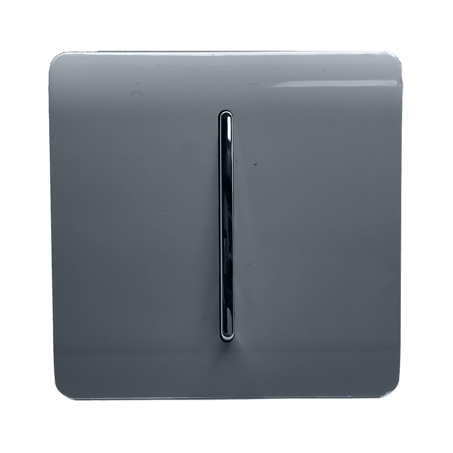 Trendi 1 Gang 3 Way Intermediate 240V Screwless Raised Front Plate Plastic Artistic Modern Glossy 10 Amp Chrome Rocker Single Electrical Wall Light Switch in Warm Grey - ART-SS9WG