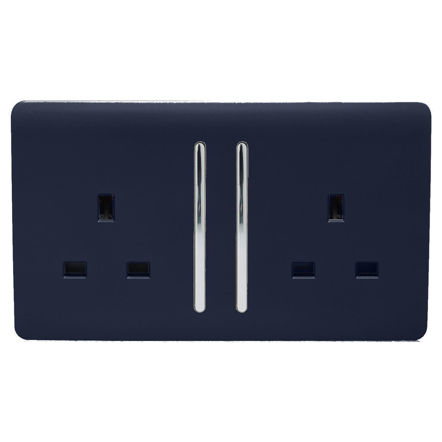 Trendi 2 Gang Artistic Modern Glossy 13 Amp Switched Tactile Plug Socket Navy