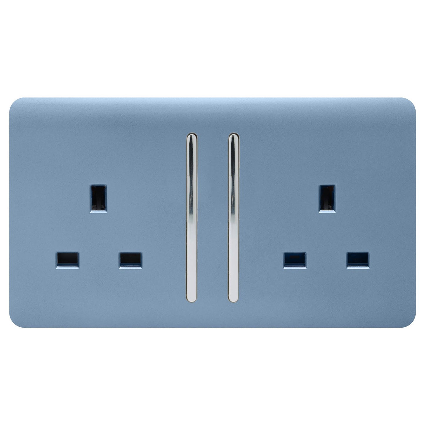 Trendi 2 Gang Artistic Modern Glossy 13 Amp Switched Tactile Plug Socket Sky