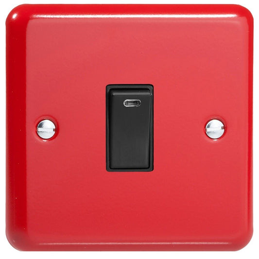 Varilight 1 Gang 1 or 2 Way 20A Heavy Duty Rocker Pillarbox Red with Black Insert - XY20NB.PR