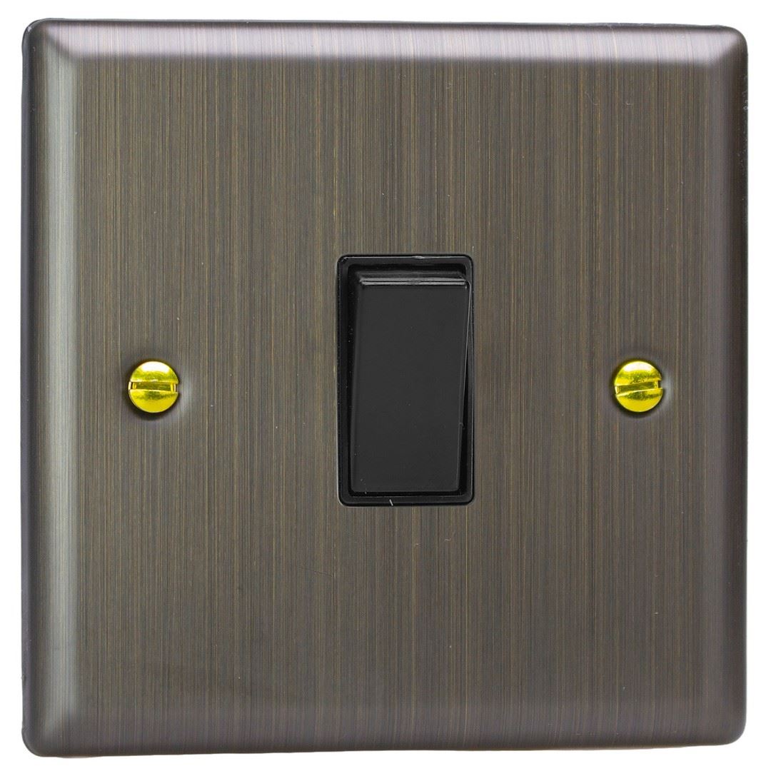 Varilight 1-Gang 20A Double Pole Rocker Switch in Urban Antique Brass w/ Black