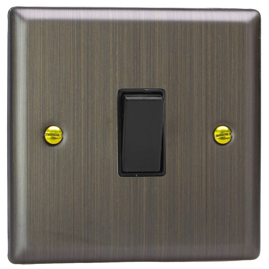 Varilight 1-Gang 20A Double Pole Rocker Switch in Urban Antique Brass w/ Black
