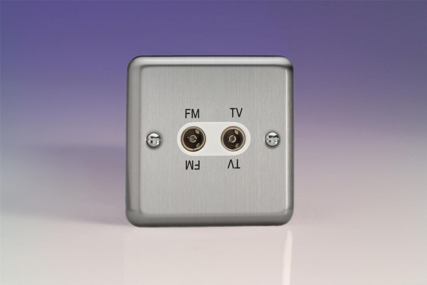 Varilight 2 Gang Diplex Module TV/FM Matt Chrome Finish White Insert XSTVFMW
