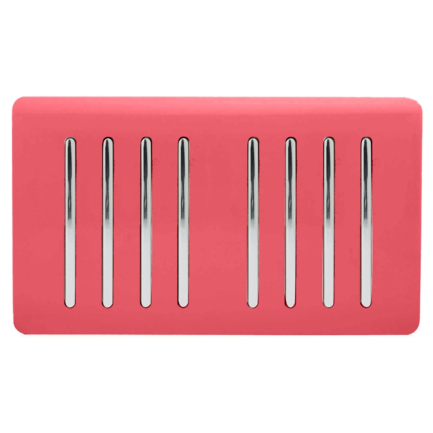 Trendi 8 Gang 2 way 240V Screwless Raised Front Twin Plate Plastic Artistic Modern Glossy 10 Amp Chrome Rocker Quad Electrical Wall Light Switch in Strawberry Red - ART-SS88SB