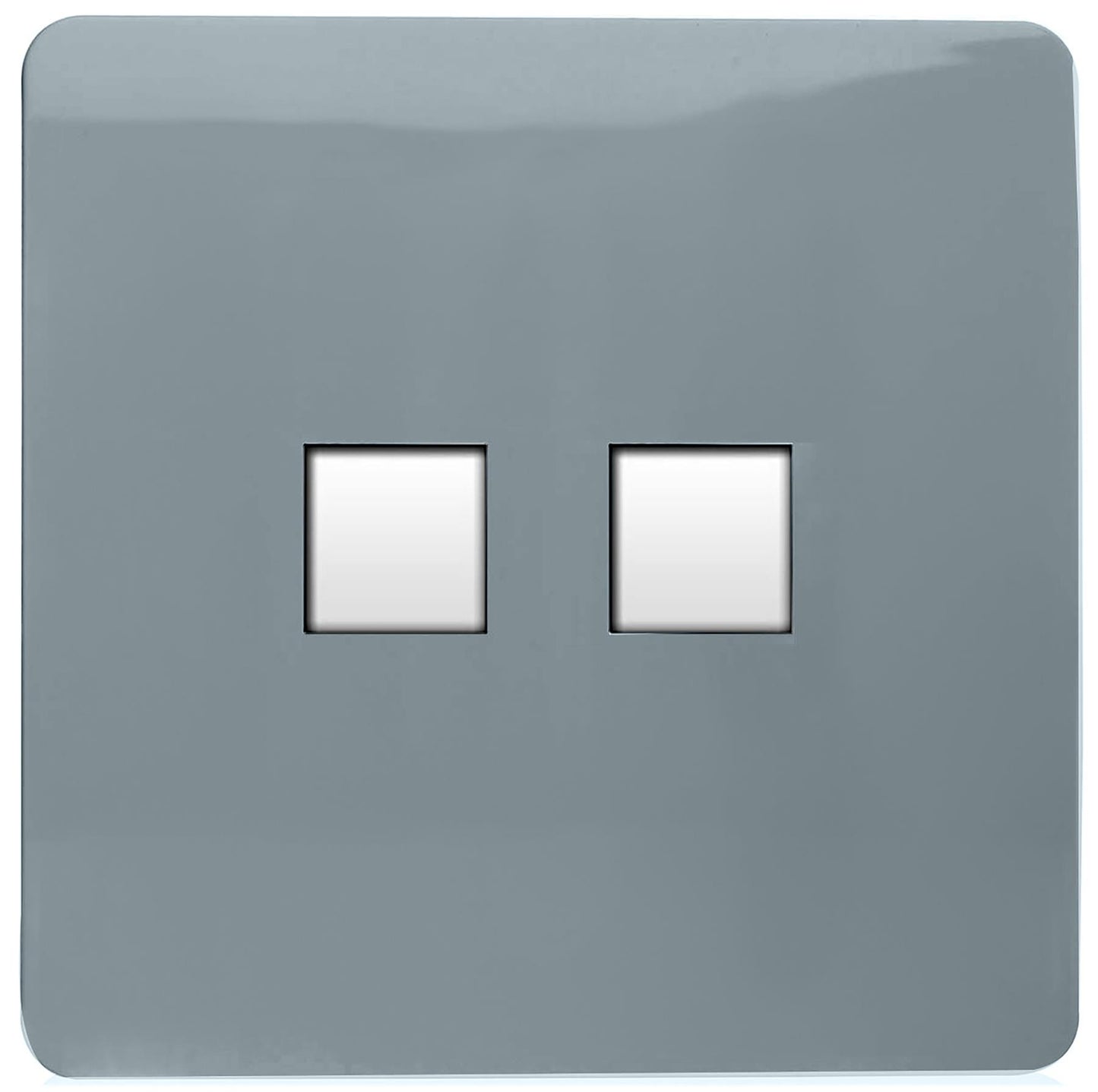 Trendi Artistic Modern Glossy Tactile 2 Gang Telephone Socket Cool Grey