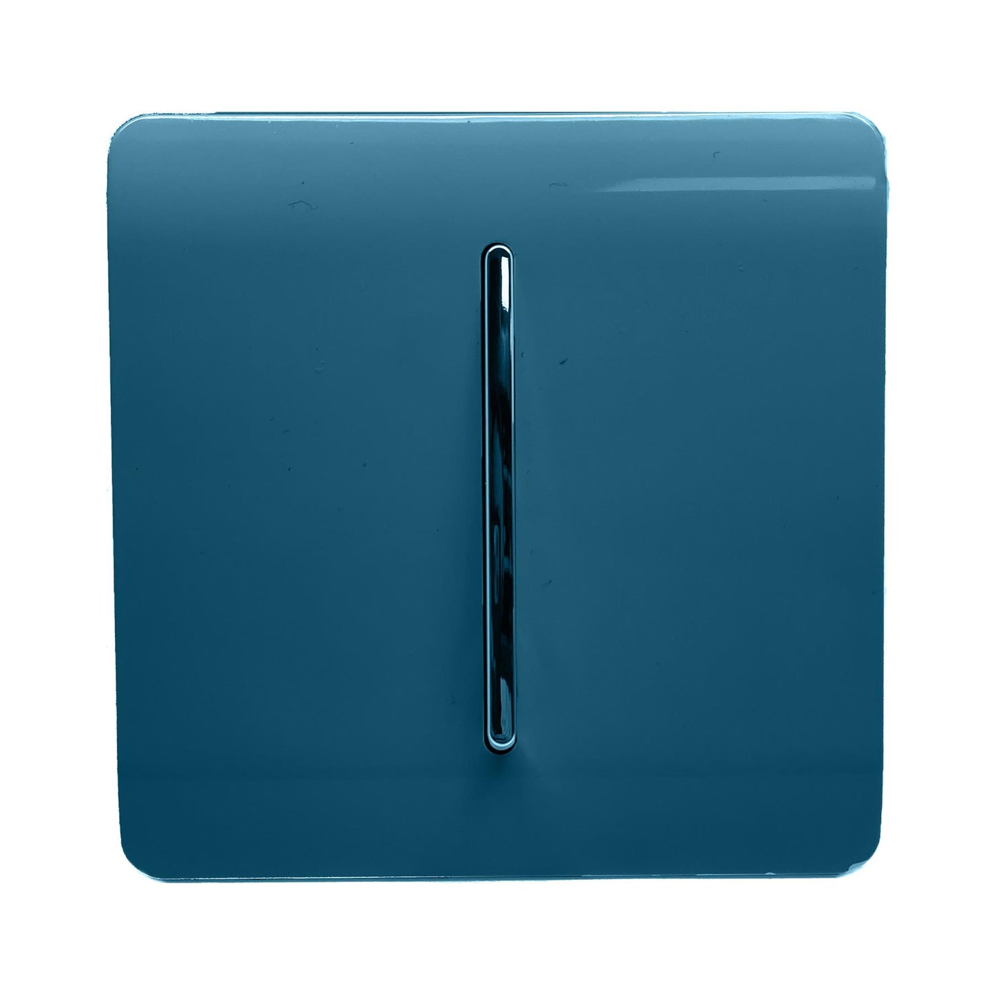 Trendi 1 Gang 2 Way 240V Screwless Raised Front Plate Plastic Artistic Modern Glossy 10 Amp Chrome Rocker Single Electrical Wall Light Switch Midnight Blue - ART-SS2MD