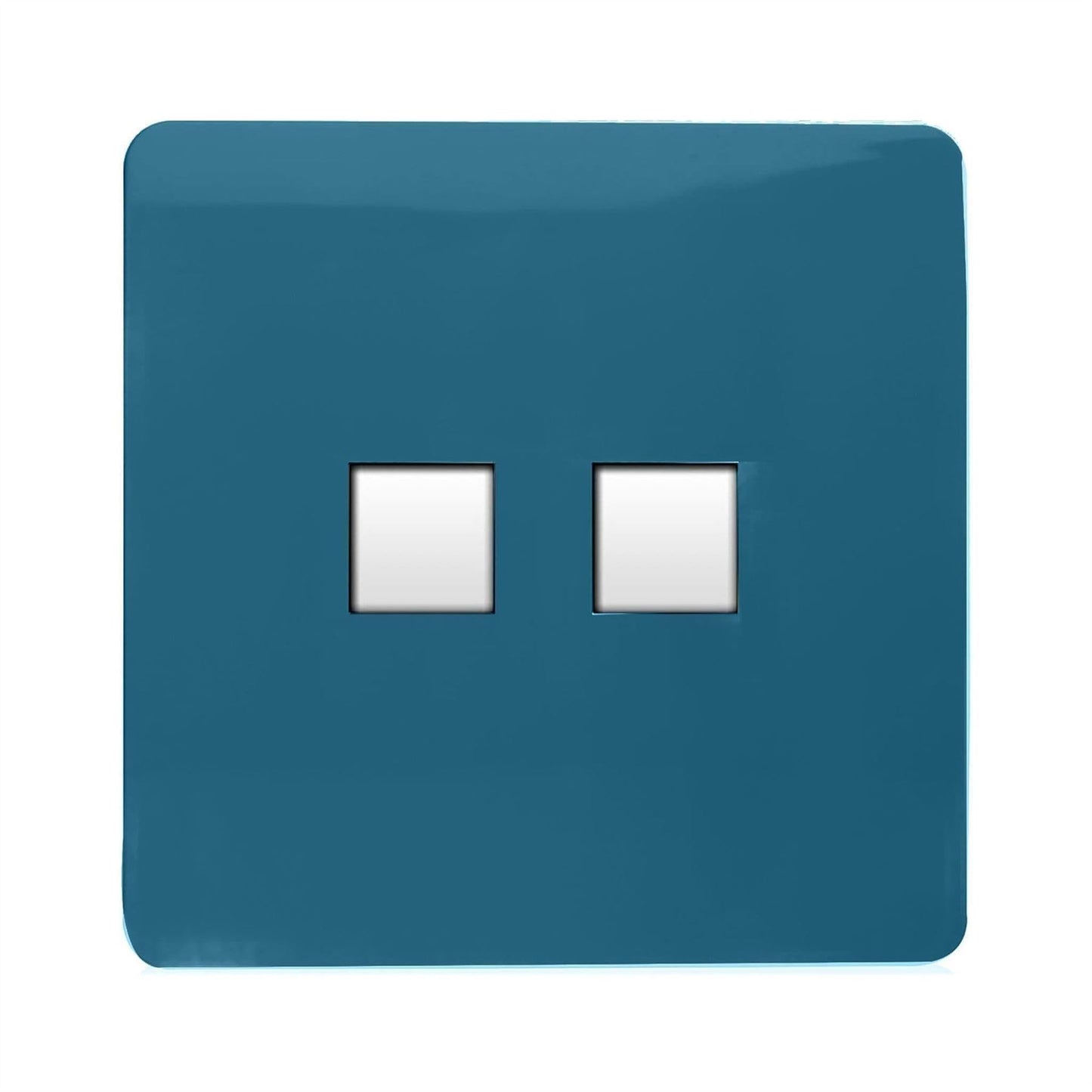 Trendi 2 Gang RJ45 Cat 6 PC Ethernet & Modern Designer Telephone Slave Sockets in Ocean Blue