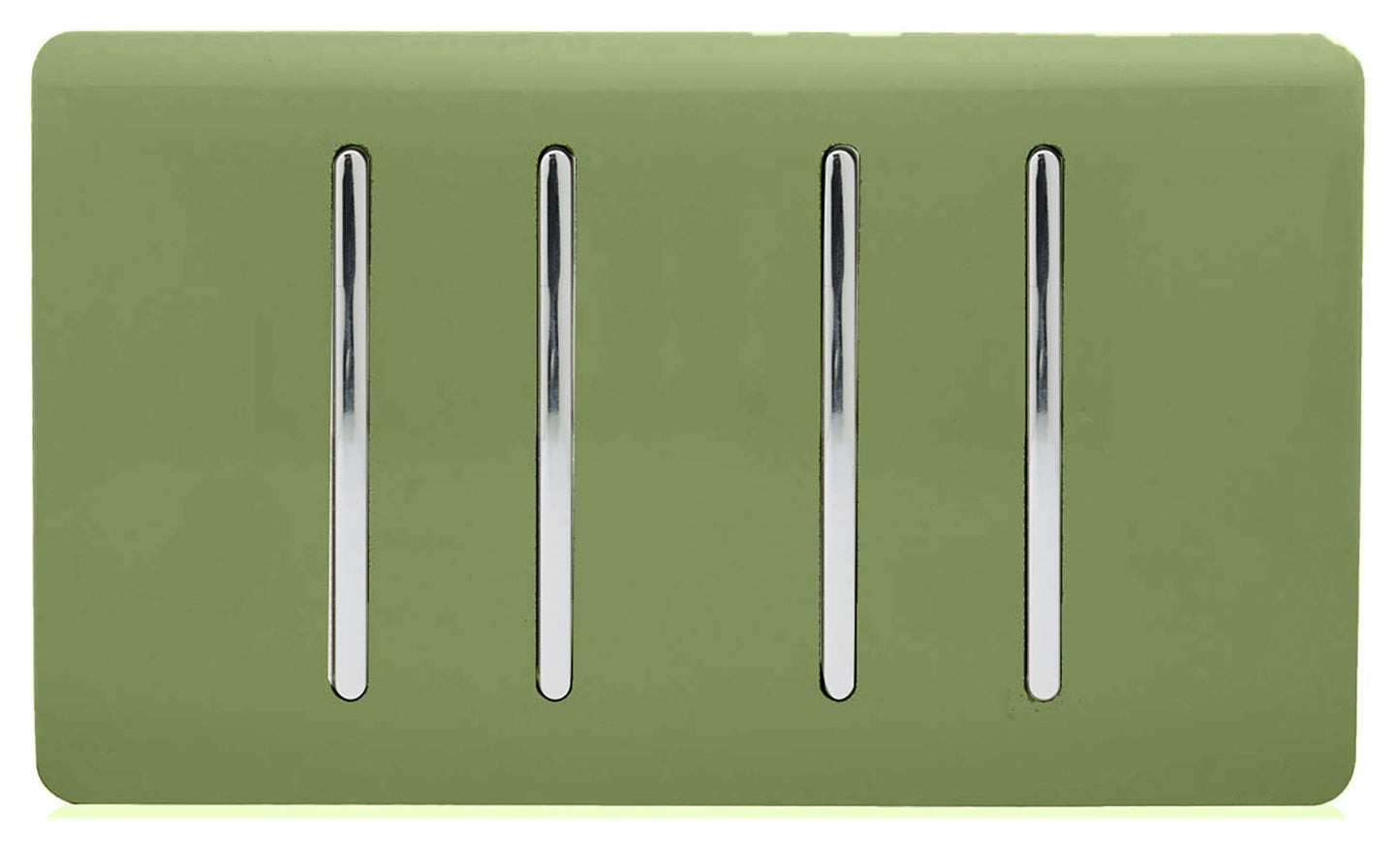 Trendi 4 Gang (2 Way & 1x Intermediate) Glossy 10 Amp Rocker Light Switch Moss Green