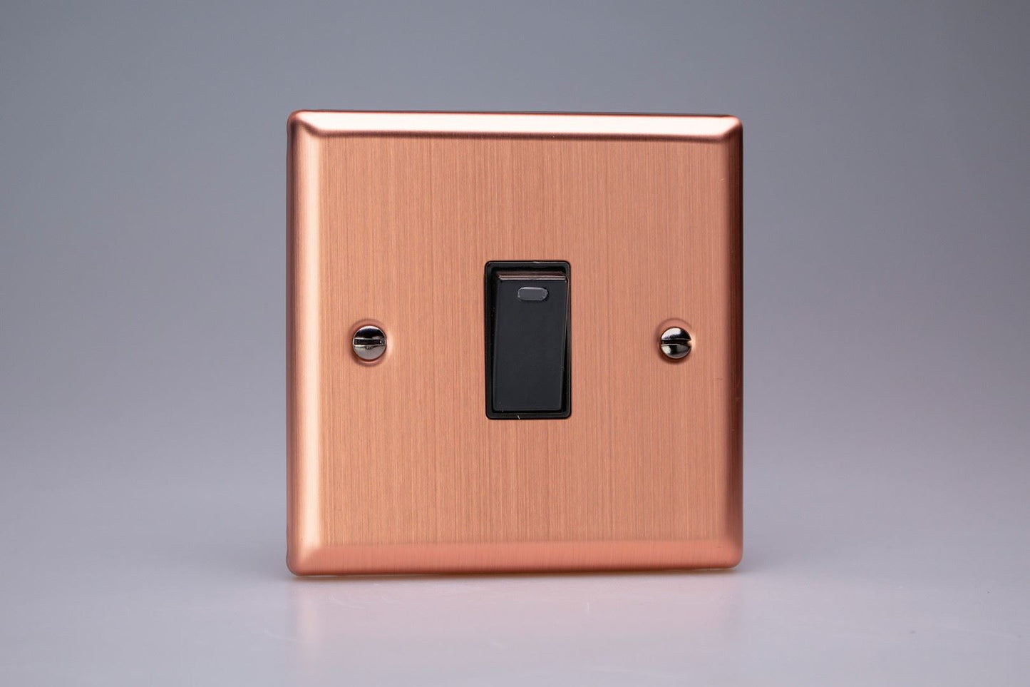 Varilight 1-Gang 20A Double Pole Rocker Switch + Neon Indicator Light in Urban Brushed Copper w/ Black Rocker