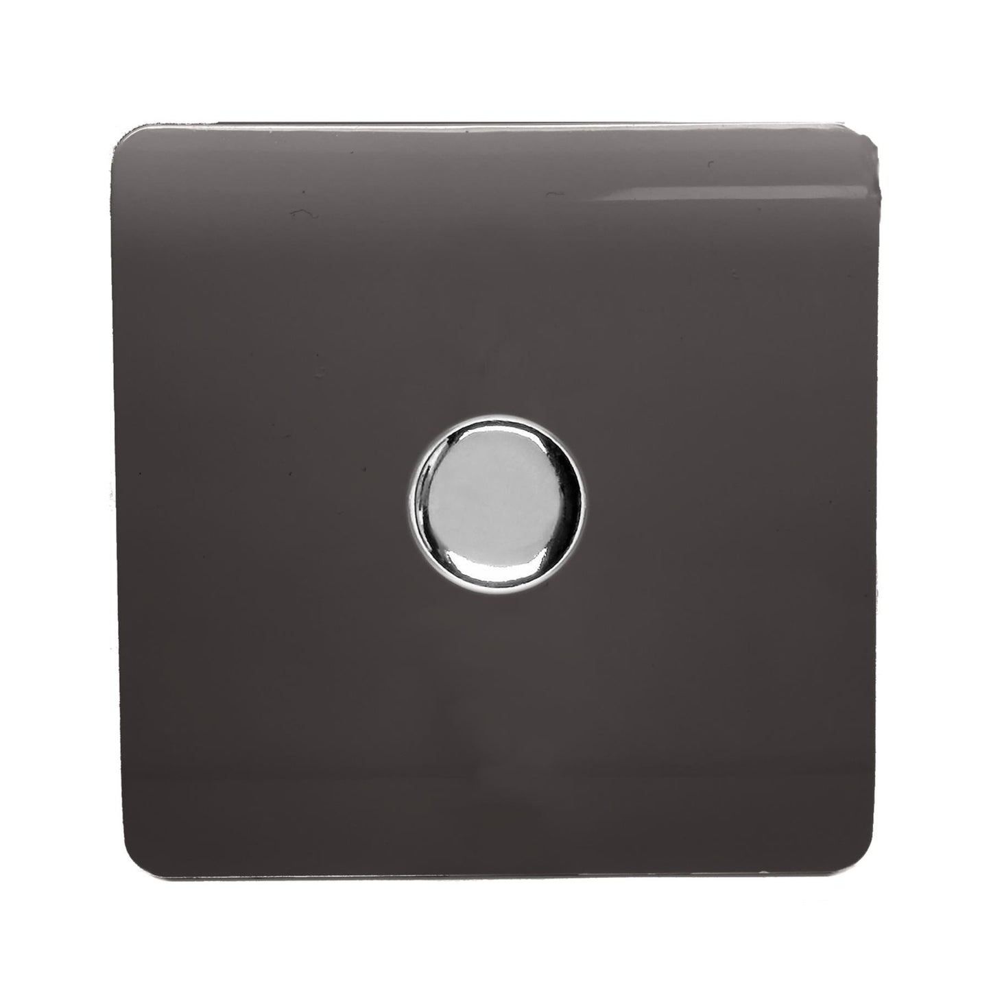 Trendi 1 Gang 2 Way 240V 150w LED Dimmer Screwless Raised Front Plate Plastic Artistic Modern Glossy 10 Amp Chrome Single Electrical Wall Light Switch in Dark Mocha Brown - ART-LDMDB