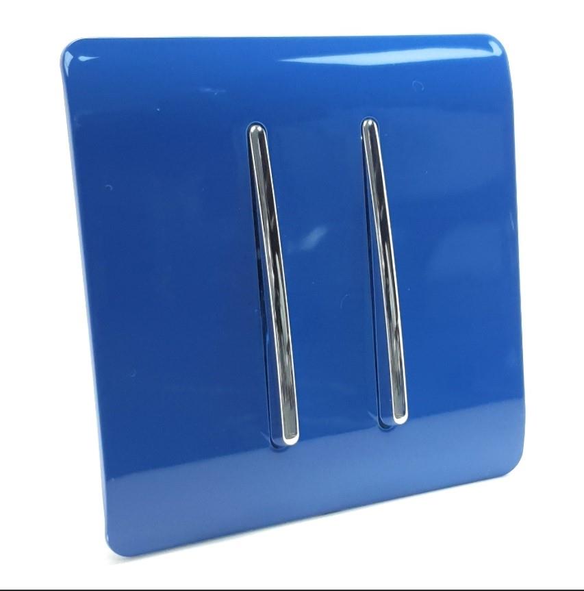 Trendi 2 Gang Artistic Modern Glossy Tactile Home Automation Switch Midnight Blue