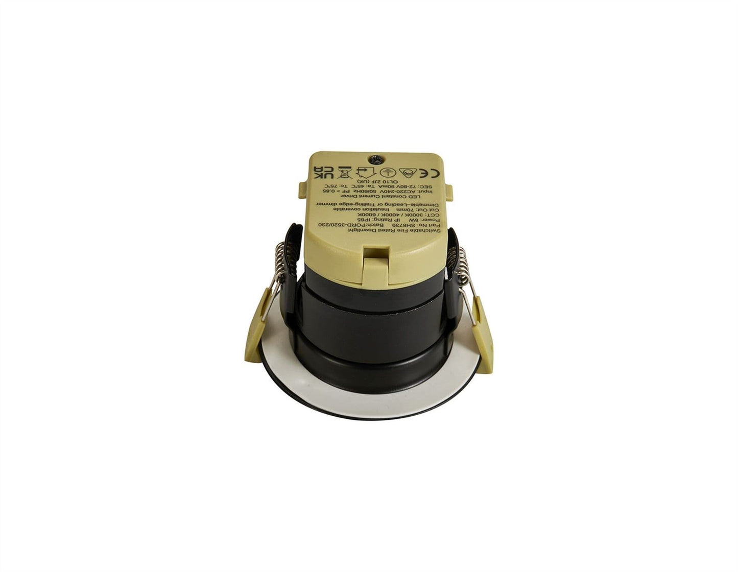 Trendi Switch Dimmable IP65 CCT LED Fire Rated Downlight in Piano Black