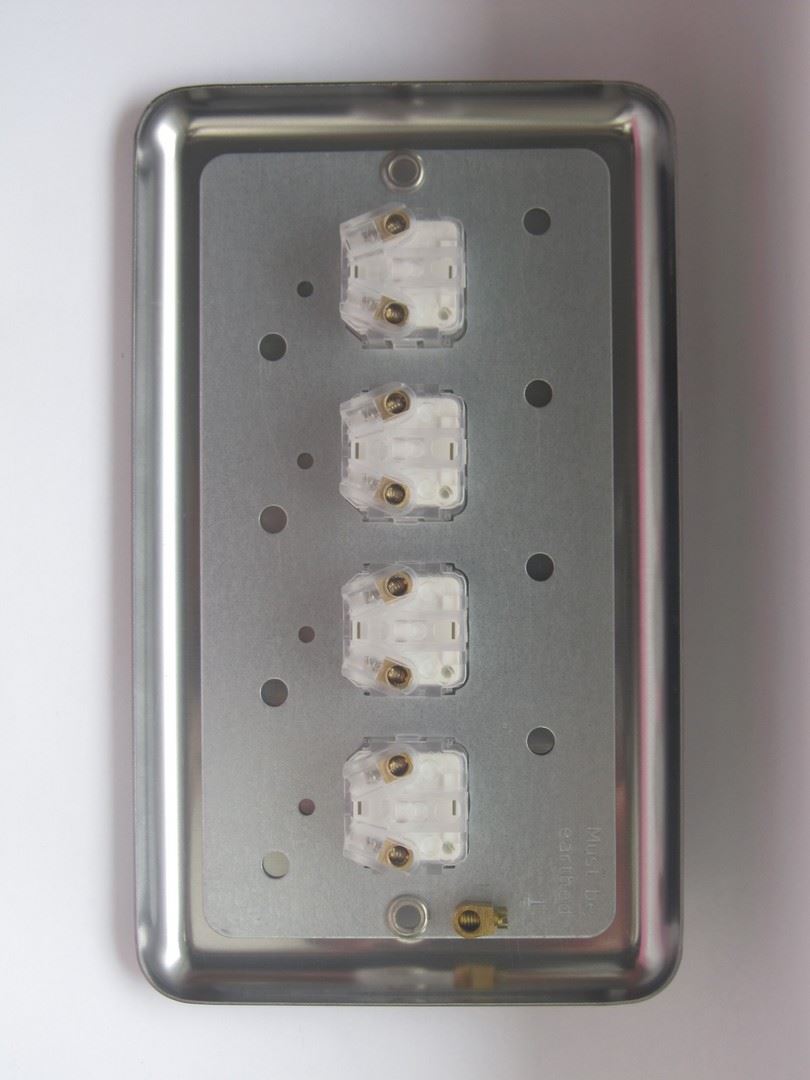 Varilight 4-Gang 6A 1-Way Push-to-Make Momentary Switch in Standard plate Matt Chrome - XSM4