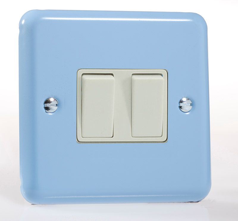 Varilight Pastel 2 Gang 10A 1 or 2 way Rocker Light Switch Duck Egg Blue XY2W.DB