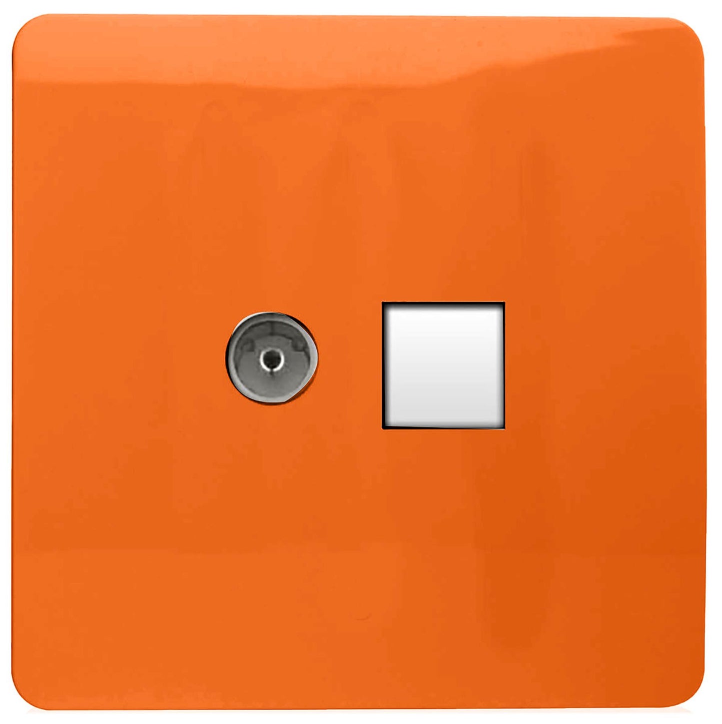 Trendi Modern Glossy Tactile TV Co-axial Socket+RJ45 Cat 5e&Cat 6 PC Ethernet Socket Orange