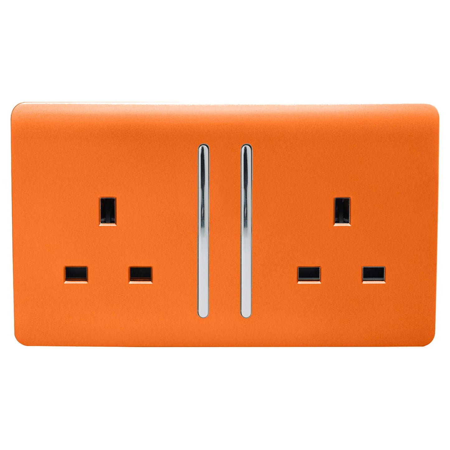 Trendi 2 Gang Artistic Modern Glossy 13 Amp Switched Tactile Plug Socket Orange