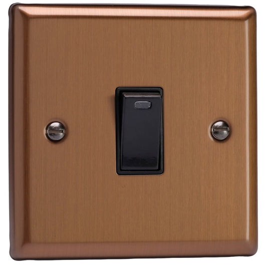 Varilight 1-Gang 20A Double Pole Rocker Switch + Neon Indicator Light in Urban Brushed Bronze w/ Black Rocker