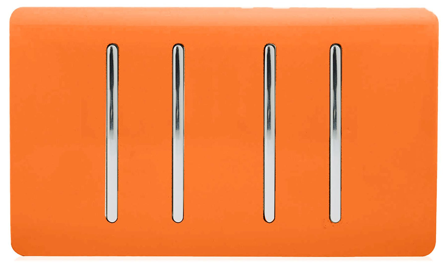 Trendi 4 Gang (2 Way & 2xIntermediate) Glossy 10 Amp Rocker Light Switch Orange