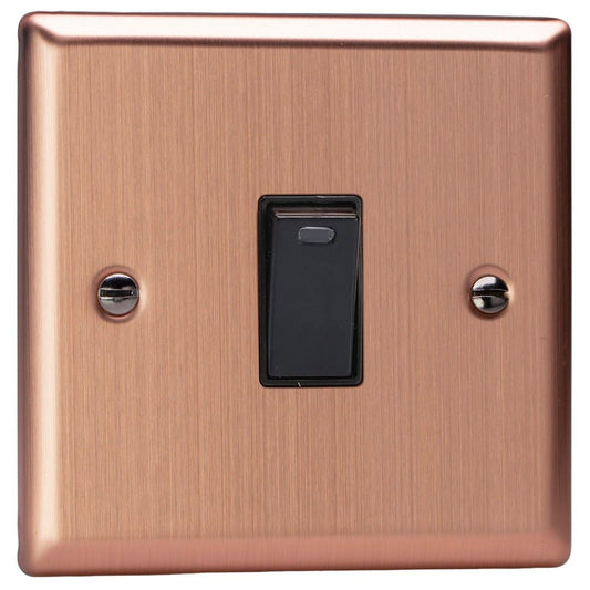 Varilight 1-Gang 20A Double Pole Rocker Switch + Neon Indicator Light in Urban Brushed Copper w/ Black Rocker