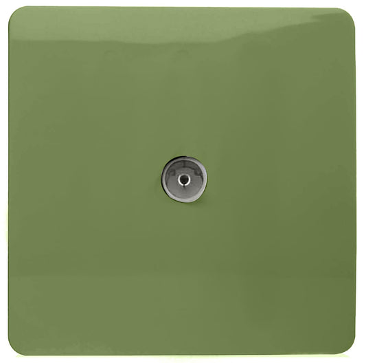 Trendi Artistic Modern Glossy Tactile TV Socket Moss Green