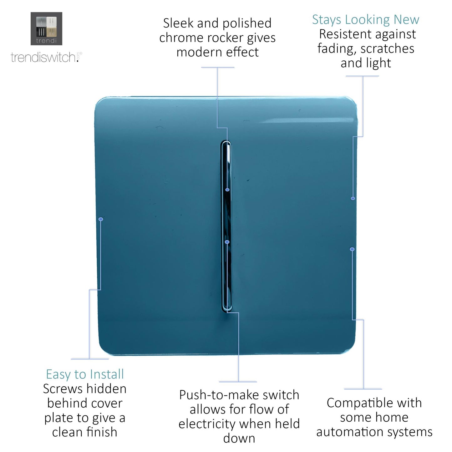 Trendi Artistic Modern Glossy  Home Automation Switch Ocean Blue