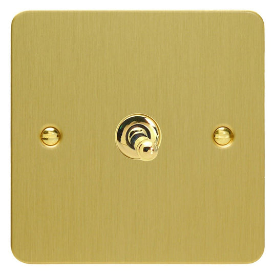 Varilight 1 Gang 10A Intermediate Dolly Toggle Light Switch Ultra Flat Brushed Brass XFBT7