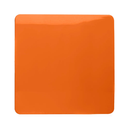 Trendi Switch Artistic Modern Glossy Decorative Screwless Standard Single Wall Blanking Plate for Electrical Sockets, Outlet with Screws in Sunset Orange - ART-BLKOR