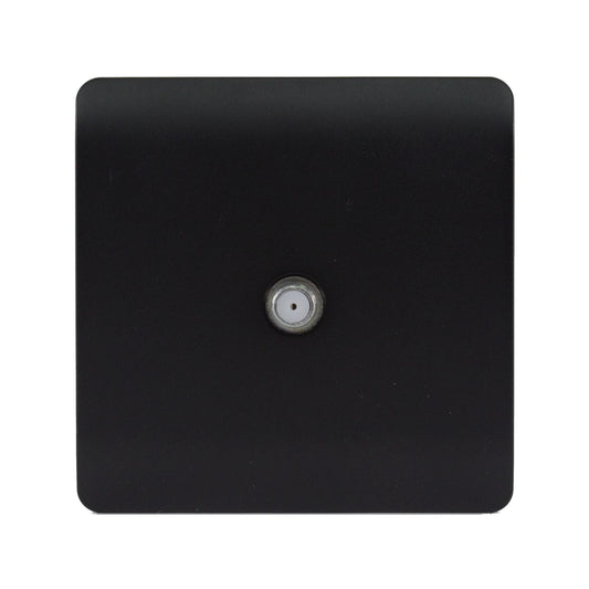 Trendi 1 Gang Screwless Television Satellite Socket in Matt Black Soft Touch