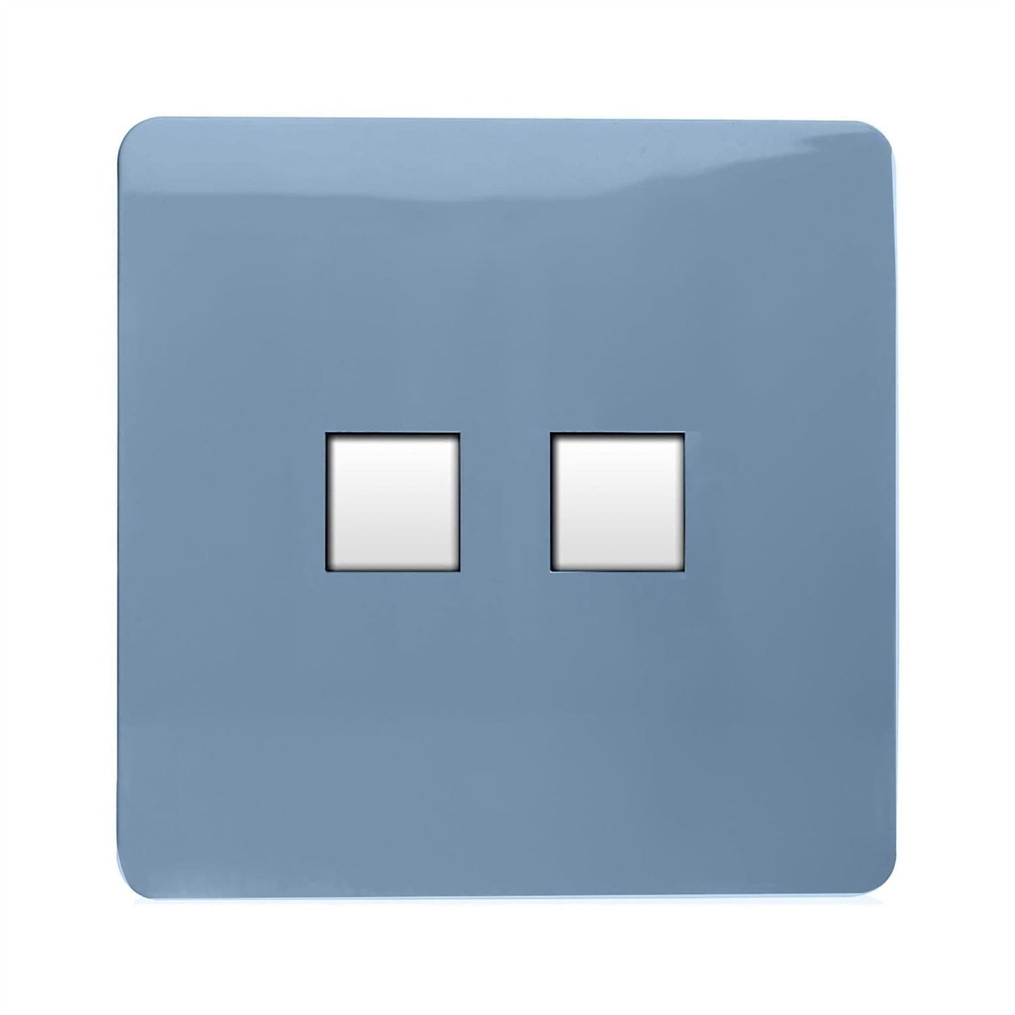 Trendi Switch 2 Gang RJ45 Cat 6 PC Ethernet & Modern Designer Telephone Slave Sockets in Sky