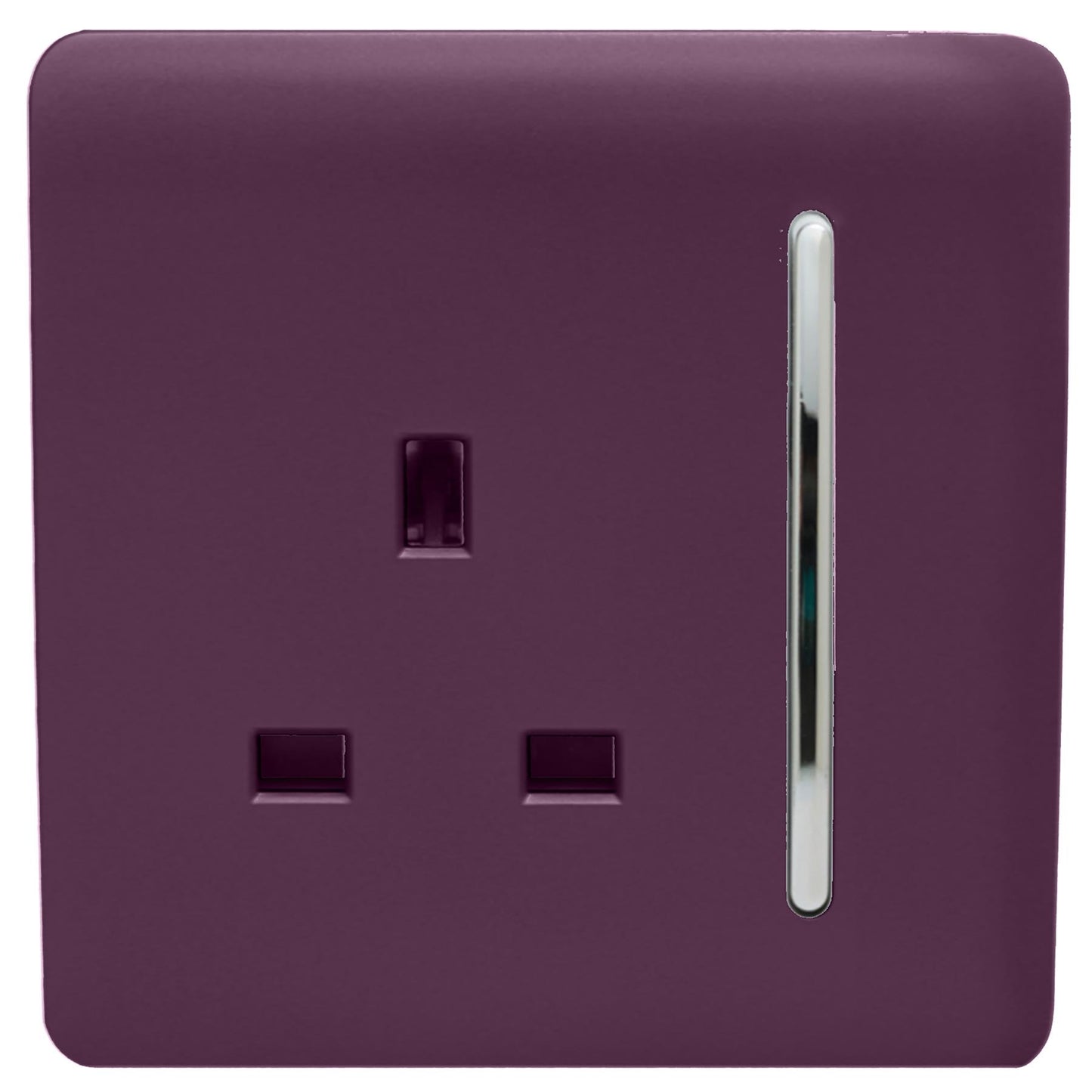 Trendi 1 Gang Artistic Modern Glossy 13 Amp Switched Tactile Plug Socket Plum