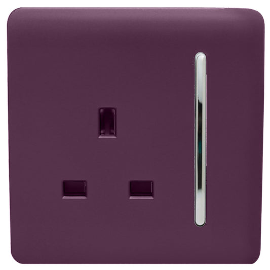Trendi 1 Gang Artistic Modern Glossy 13 Amp Switched Tactile Plug Socket Plum