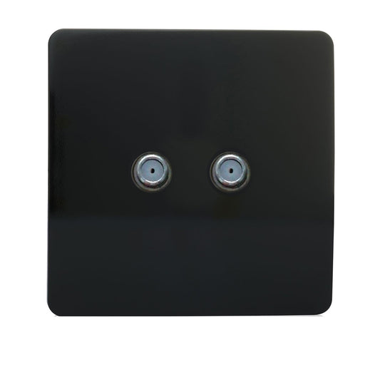 Trendi Switch 2 Gang Male F-Type Satellite Television Socket in Piano Black