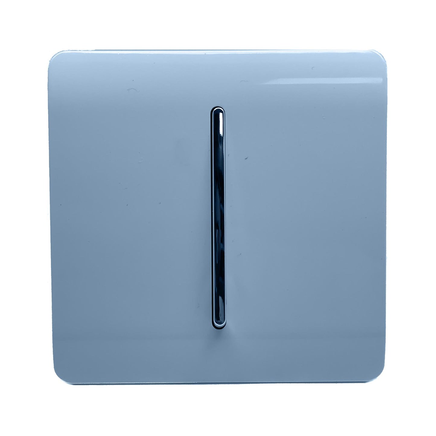 Trendi 1 Gang 2 Way 240V Screwless Raised Front Plate Plastic Artistic Modern Glossy 10 Amp Chrome Rocker Single Electrical Wall Light Switch Sky Blue - ART-SS2SK